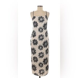 Topshop Black and Cream Sleeveless Midi Slip Dress